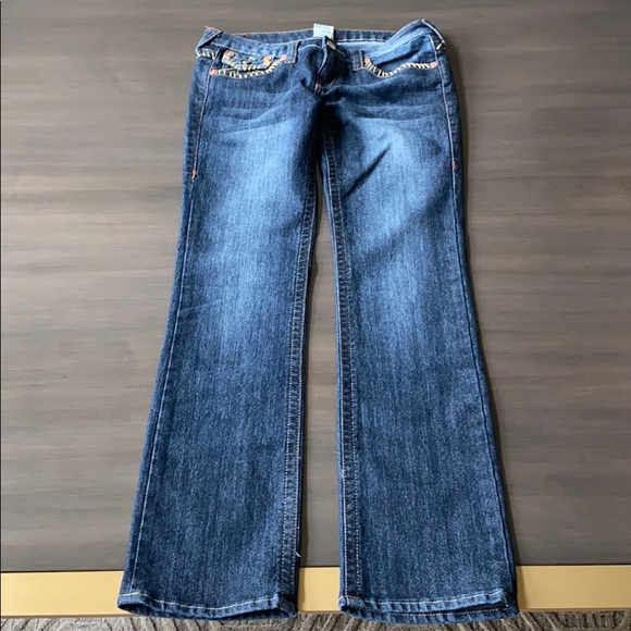 True Religion Indigo Boot Cut Jeans with Yellow Stitching - Picture 4 of 9